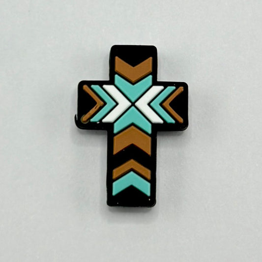 Religious Arrow Signs with Aztec Print Cross Silicone Focal Beads