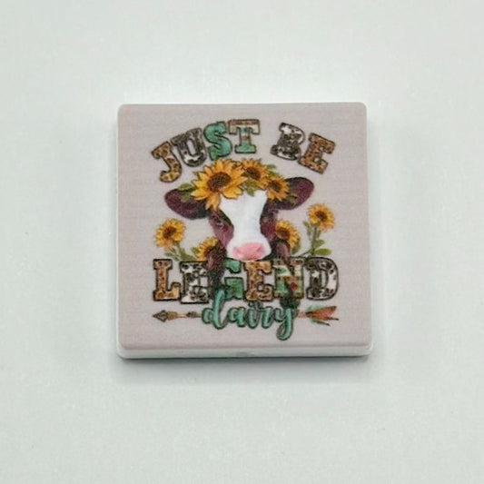 "Just be Legend Dairy" Cute Cow with Garland Silicone Focal Beads