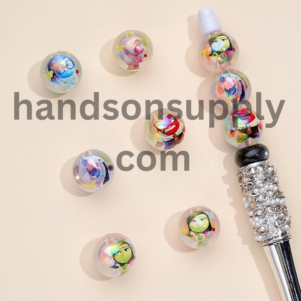 Large Round Insid Out Cartoon Small Bead Inside Clear Acrylic Beads, Random Mix, 16MM