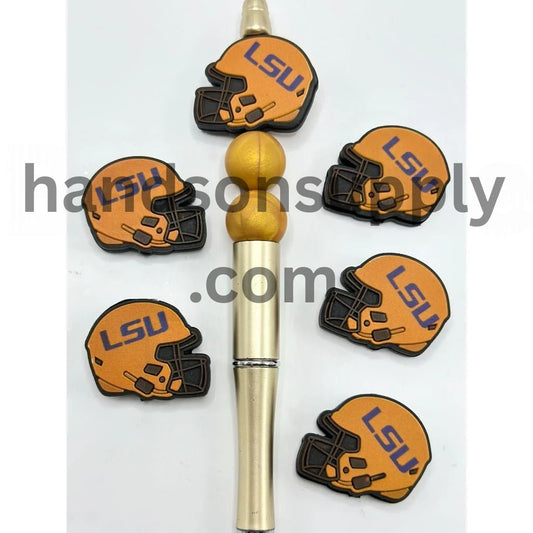 Adorable USA New York Baseball University LSU Helmet Silicone Focal Beads, Please Read the Description