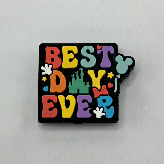 Colorful Text Cartoon Style Best Day Ever Focal Beads