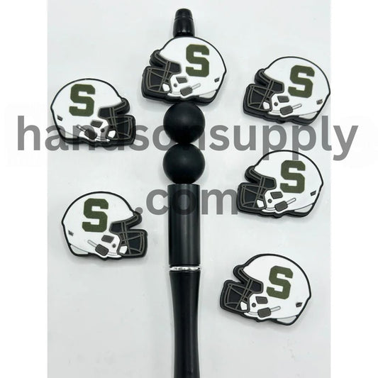 New York Baseball University Michigan State Sparta Helmet USA Silicone Focal Beads, (This item will be shipped out in around 6 days after you ordered)