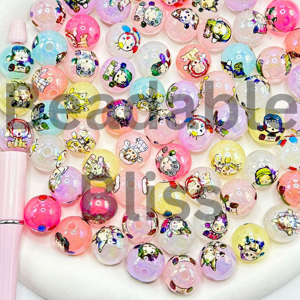 Bubble Bo Character Print Round Acrylic Beads, 16mm, Random Mix – Hands ...