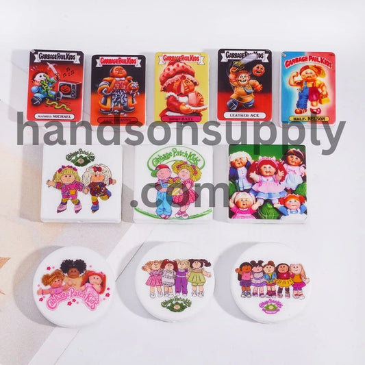 Malformation Garbage Kids and Cabbage Baby Doll Prints Silicone Focal Beads, Flat Square Round Rectangle Shape