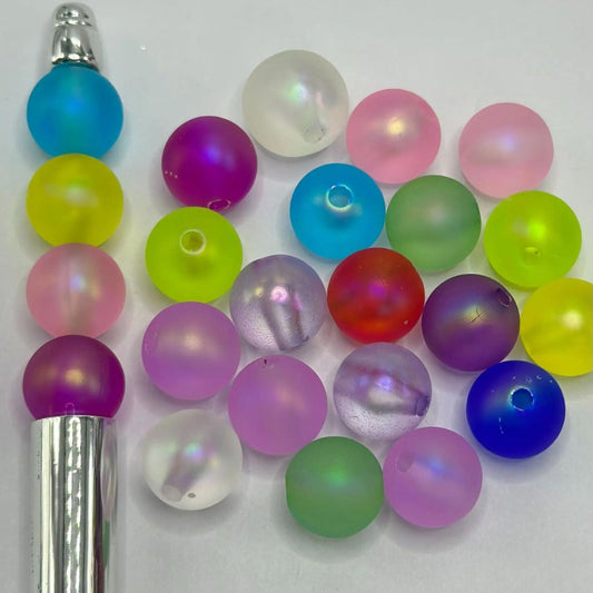 Round Colorful Rubber Touch Paint Beads Phantom Feel Acrylic Beads Random Mix 18mm, 16mm, 14mm