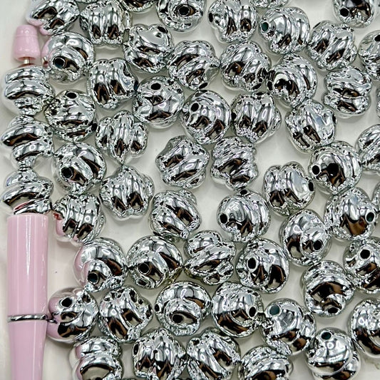 Silver Color Beehive Shiny Acrylic Beads 16*16.5mm, Random Mix