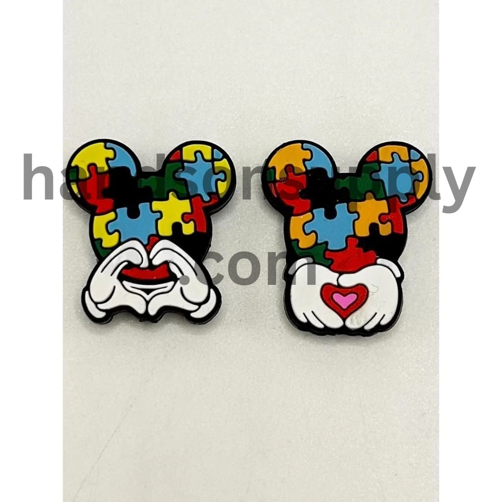 Autism Puzzle Cartoon Mouse Silicone Focal Beads