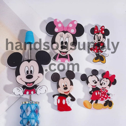 Classic Animation Boy Girl Mouse Character Series Acrylic Beads, Random Mix