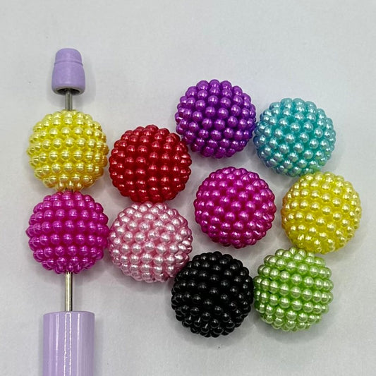 Adorable Bayberry Textured Rotating Bumpy Solid Colors Acrylic Beads Big Size 20mm Random Mix