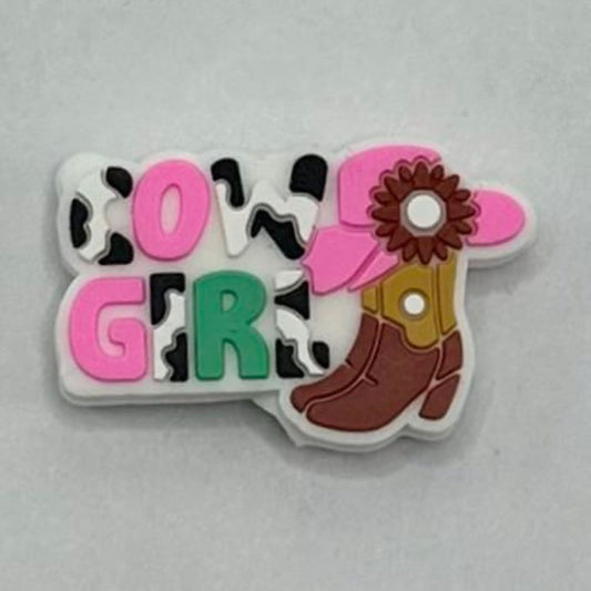 Western Cowboy Boot Cool Cowgirl Cow Print Flower Pink Hat Silicone Focal Beads