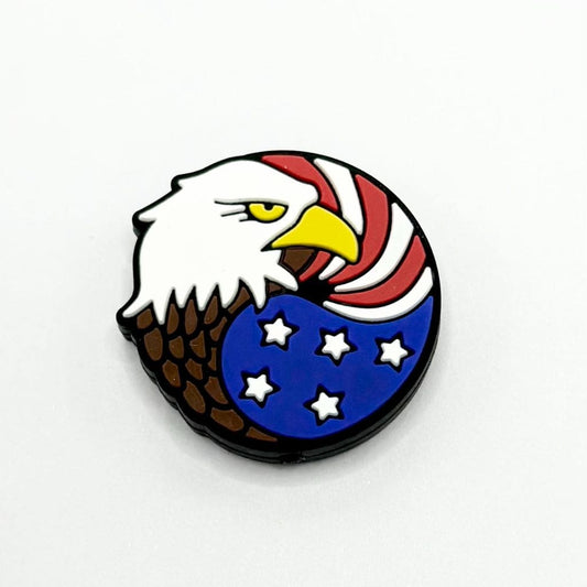 Eagle USA Flag Patriotic, Patriotic Beads, Round Silicone Focal Beads