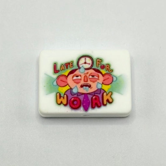 Sweaty Cartoon Late for Work Silicone Focal Beads