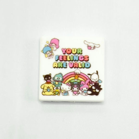 'Your Feelings are Valid' Rainbow Sanri Silicone Focal Beads