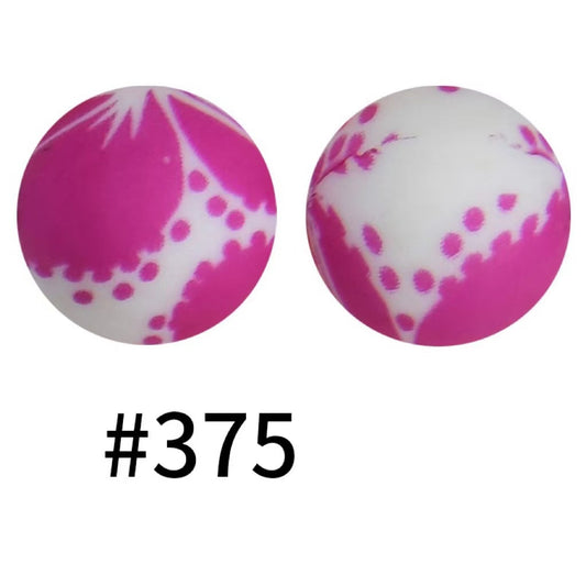 Printed Pink Dots Silicone Beads Number 375