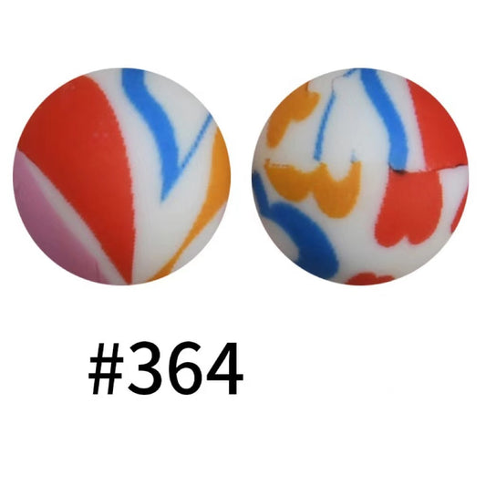 Printed Colorful Abstract Silicone Beads Number 364