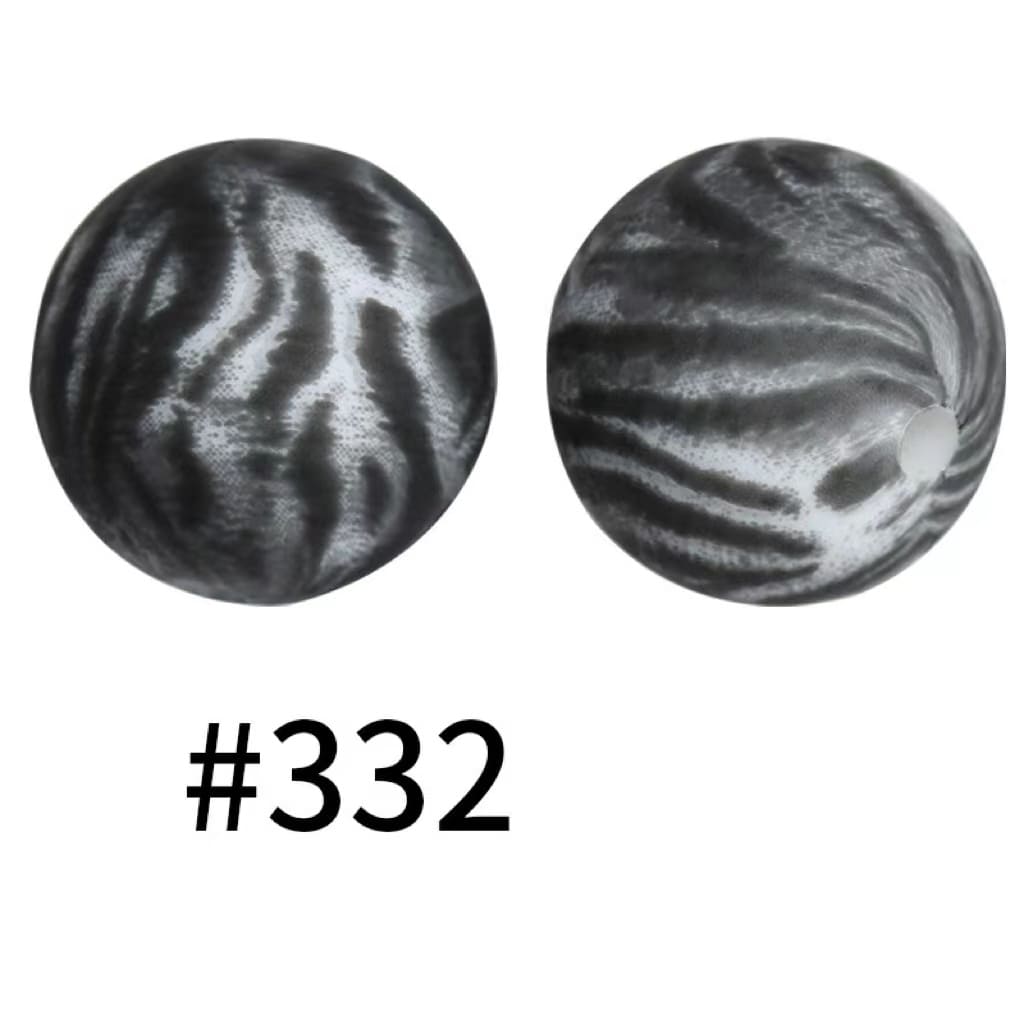 Zebra Animal Print Round Silicone Beads Number 332