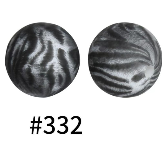 Zebra Animal Print Round Silicone Beads Number 332