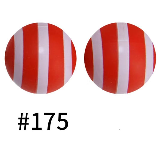 Round White Lines on Red Printed Silicone Beads Number 175