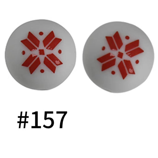 Windmill on White Printed Christmas Silicone Beads Number 157