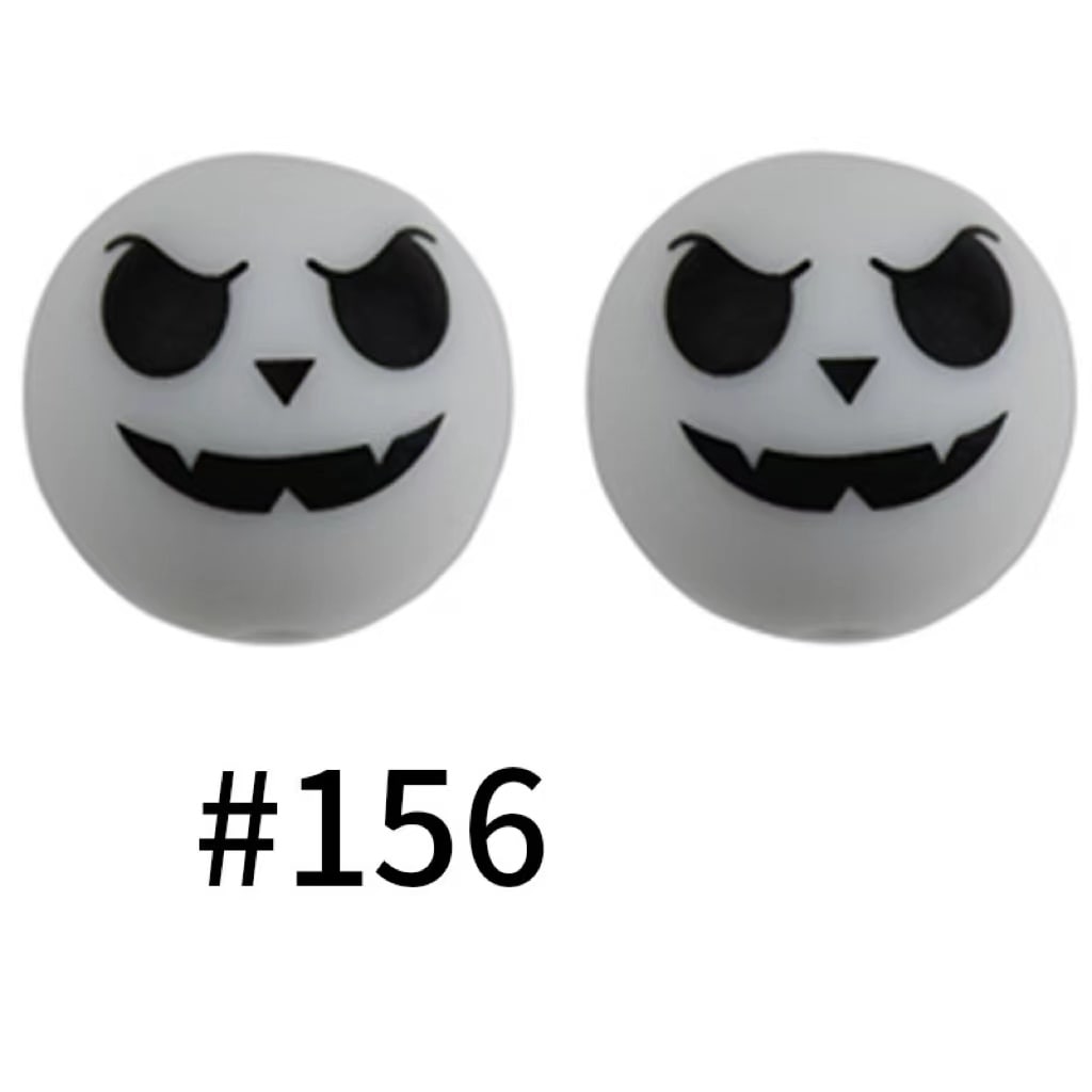 Skeleton Couple Halloween Printed Silicone Beads Number 156