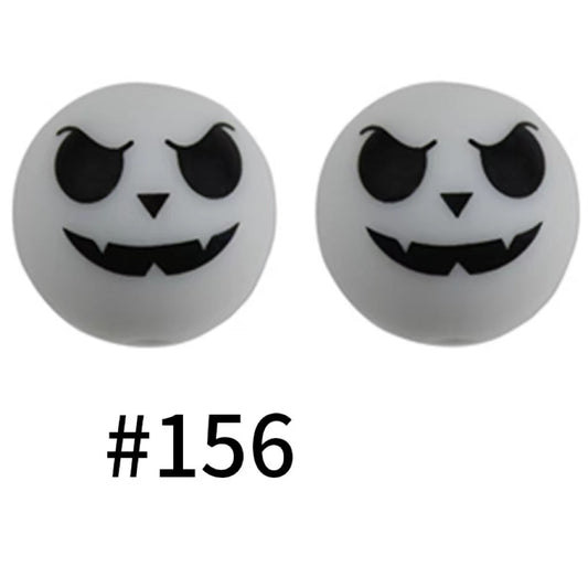 Adorable Skeleton Couple Halloween Printed Silicone Beads Number 156