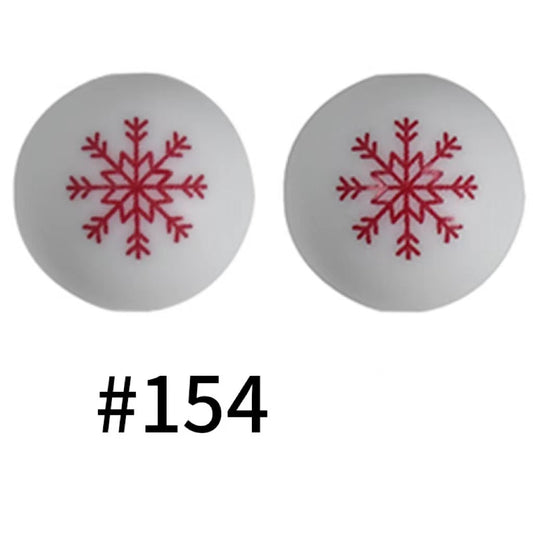 Two white balls with red snowflake designs on a white background, labeled '#154'.

