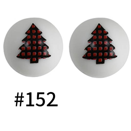 Printed Christmas Tree Silicone Beads Number 152