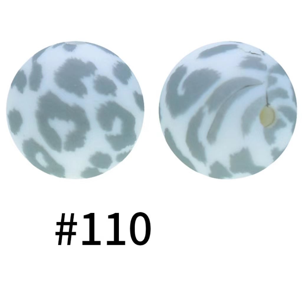 Cute Jaguar Printed Silicone Beads Number 110
