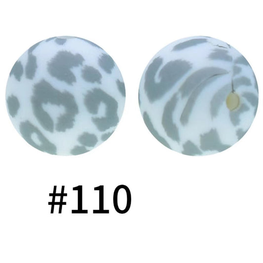 Cute Jaguar Printed Silicone Beads Number 110