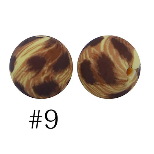 Round Printed Fire Silicone Beads Number 9