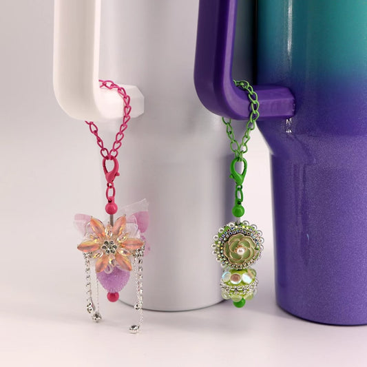 Lobster Clasp in Solid Colors an Beadable Bars with Chain , Pendant Holders for Cups and Tumblers, Metal, 178mm