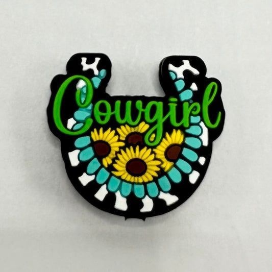 Western Country Cowgirl Sunflower Wreath and Horseshoe Silicone Focal Beads