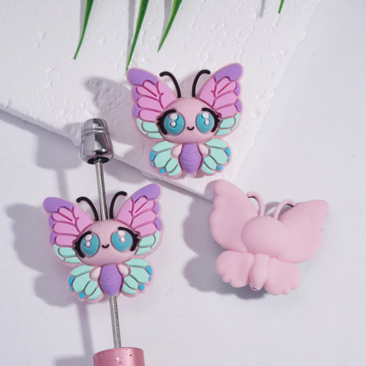 3D Cute Big Eye Butterfly Opening Wings Silicone Focal Beads