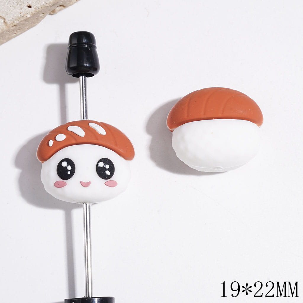 3D Delicious Salmon Sushi Silicone Focal Beads, 19*22MM