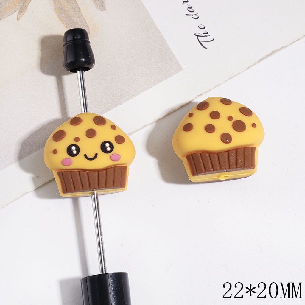 3D Cute Cupcake Silicone Focal Beads, 22*20MM
