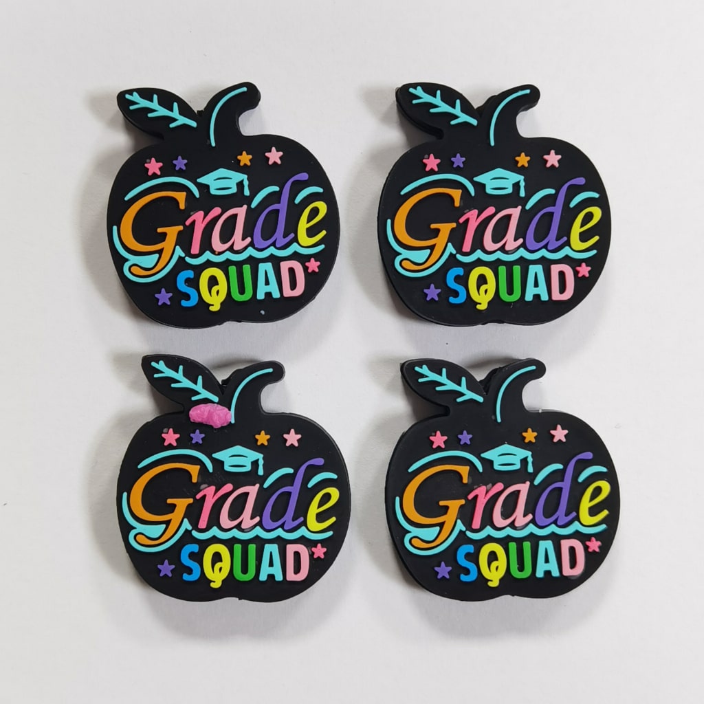 Cute Grade Squad School Apples Silicone Focal Beads
