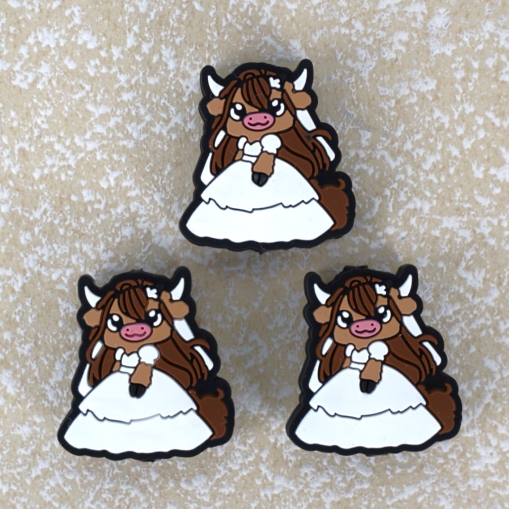 Cow Bride Charming Farm Animal Design Silicone Focal Bead
