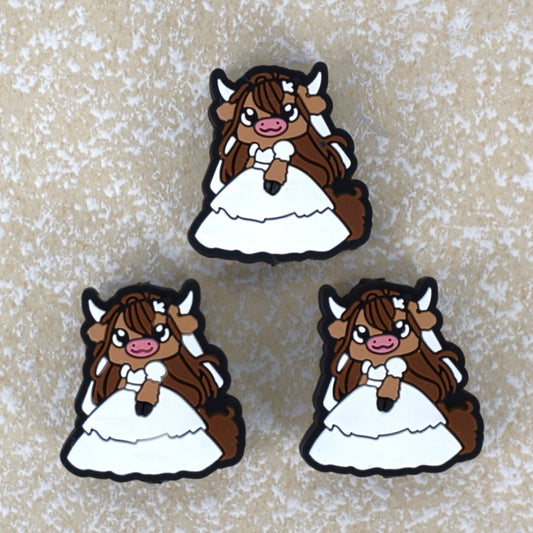 Cow Bride Charming Farm Animal Design Silicone Focal Bead