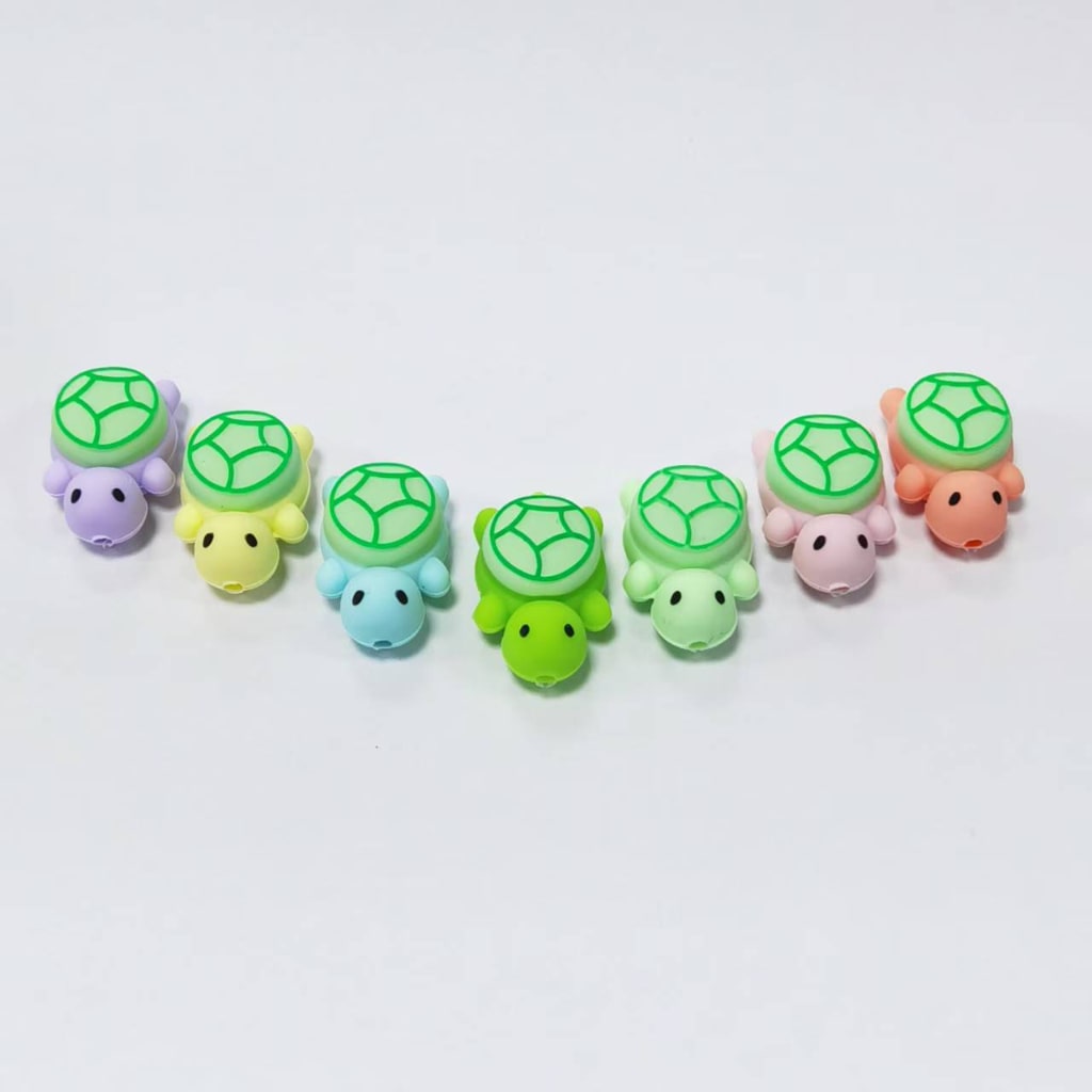 Green Turtle 3D Little Cute Tortoise Silicone Focal Beads