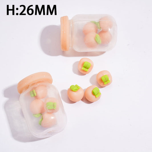 Adorable Mini Fruit Peach Inside Bottle Soft Silicone Shaker Beads
