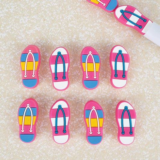 Slippers Flip Flops Mini Cute Silicone Focal Beads, Random Mix