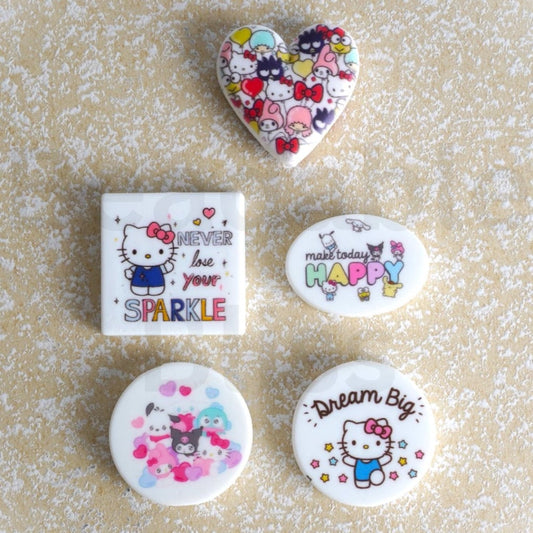 Adorable Character Family Cat Character Cute Silicone Focal Beads, Random Mix