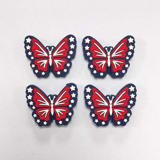 American USA Flag Butterfly Design Silicone Focal Beads