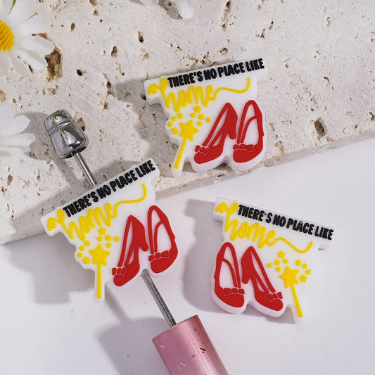 There’s No Place Like Home Silicone Focal Bead with Ruby Slippers, Yellow Star & Magic Wand Wizard