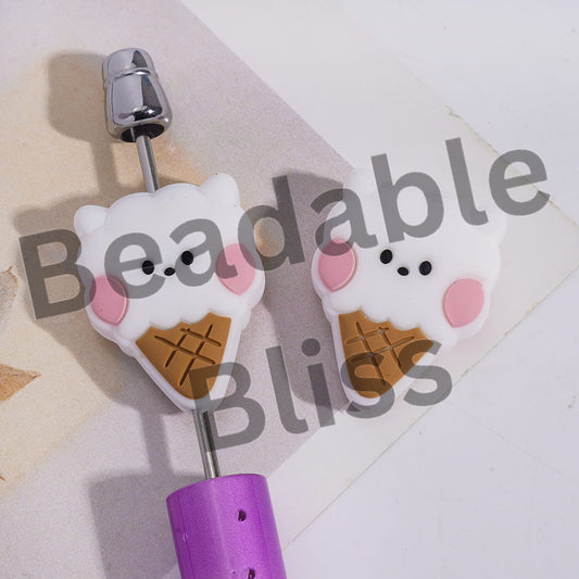 Silicone Focal Beads Ice-Cream Shaped Korea Boy Group White Sheep Image