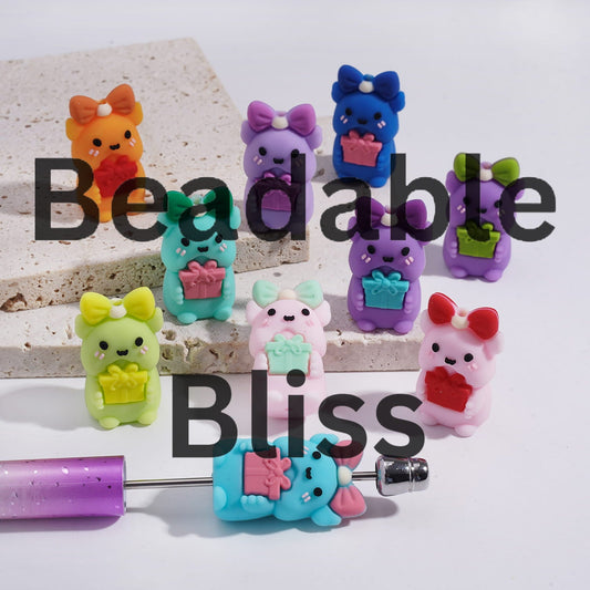 Silicone Focal Beads 3D Item Holding Gift Box, Multi-Color, Random Mix