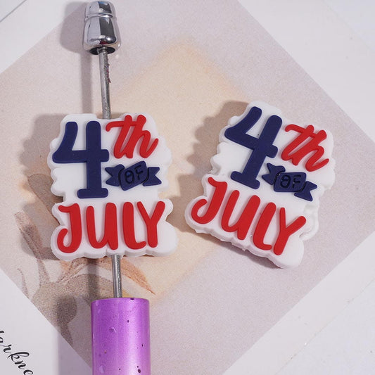 USA 4th of July Patriotic American Independence Day Flag Silicone Focal Bead