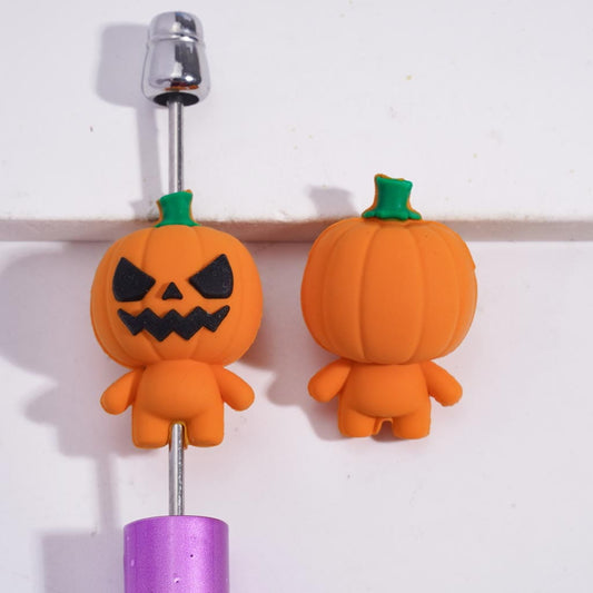 3D Spooky Pumpkin Figure Halloween Style Silicone Focal Beads