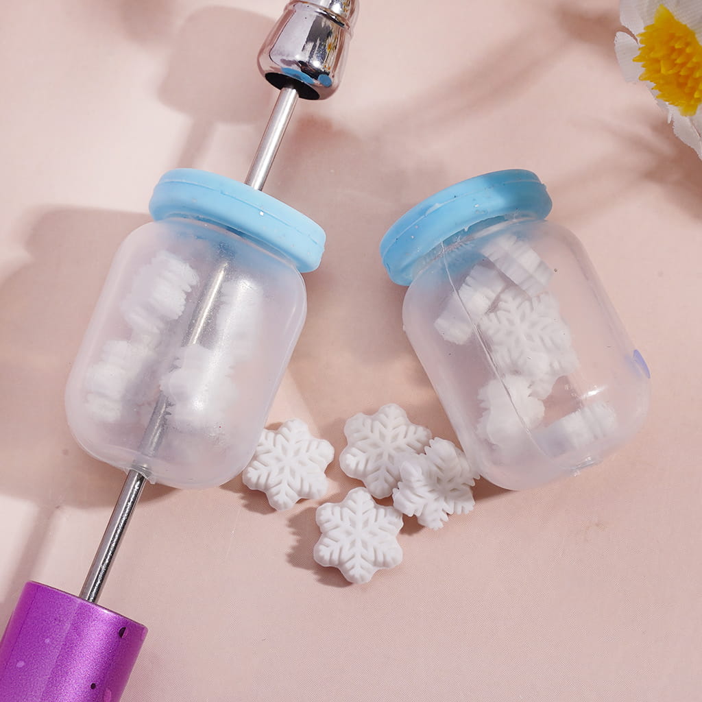 Mini White Snowflake Inside Bottle Design Soft Silicone Shaker Beads