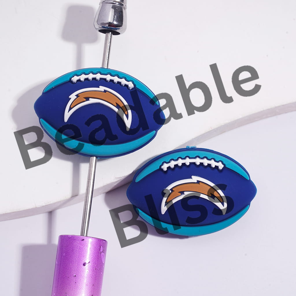 Silicone Focal Beads 3D Sports American Football Team LA Chargers